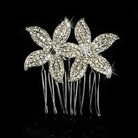 Vintage Wedding Party Bride Flower Austria Crystal Silver Combs Hair Accessories