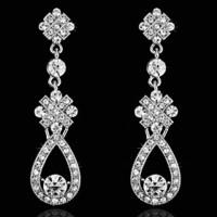 Vintage Women\'s Earrings Diamond Silver Earring For Wedding Bridal