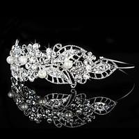 Vintage Charming Design Wedding Bride Handmake Headband Cown Pearls Hair Accessior Flower Silver