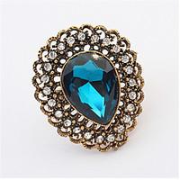 Vintage Jewelry Punk Female Gold-plated Crystal Rhinestone Adjustable Ring