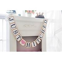 Vintage Rustic Wedding Engagement Banner JUST HITCHED Hen Party Decoration