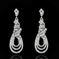 Vintage Women\'s Earrings Zircon Diamond Silver Earring For Wedding Bridal