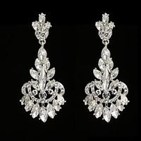 Vintage Women\'s Earrings Crystal Diamond Silver Earring For Wedding Bridal