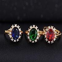 vintage golden plated zircon statemen ringsgreen red royal blue1 pc