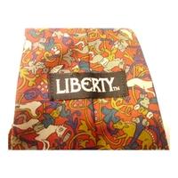 Vintage Liberty Dep Red and Mustard Wild Animals Printed Designer Silk Tie