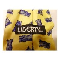 Vintage Liberty Cute Elephant Daffodil Yellow and Blue Printed Designer Silk Tie