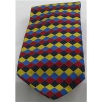 Vintaga Butlers blue, red, yellow harlequin patterned tie