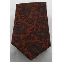 Vintage St Michael golden brown, red & green paisley print silk tie