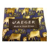 Vintage Jaeger Luxury Blue and Gold cow print Silk Tie