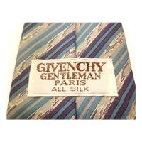 Vintage Givenchy Deluxe Slate Blue Ultramarine and Brushstroke Stripe High Quality Silk Tie
