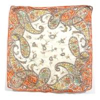 vintage bright orange and off white paisley liberty style handkerchief