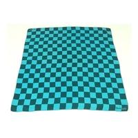 Vintage Jacqmar Sea Blue Check Silk Scarf with Rolled Edges