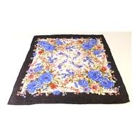 vintage unbranded lightweight sheer pretty floral silk scarf with roll ...