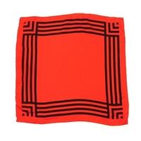 Vintage unbranded Red and Black Silk Scarf with Machine Stitched