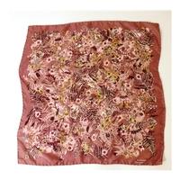 Vintage Jacqmar Pink Floral Fern Silk Scarf with Rolled Edges
