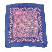 vintage unbranded paisley pure silk twill scarf in ultramarine and pin ...