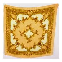 Vintage Pale Pink Gold And White Florentine Patterned Silk Scarf With Rolled Edges