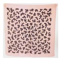 Vintage Pale Pink Scarf With Tonal Blue Floral Pattern And Machined Edges