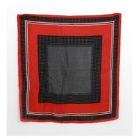 Vintage Racing Red And Black Square Silk Scarf With Rolled Edges