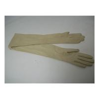 VINTAGE Cream Fine Leather Long / Opera Gloves Size 6.1/2\