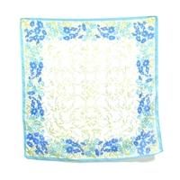 Vintage Light Sea Tonal Flower Print Square Scarf