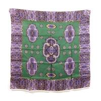 Vintage Multi-Tonal Purple And Basil Green Traditional English Patterned Silk Scarf