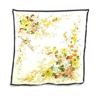 Vintage Purl White Multi-Coloured Flower Print Thin Silk Scarf With Rolled Edges