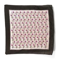Vintage Lavender And Violet Mix Floral Print Silk Scarf With Chocolate Boarder And Rolled Edges