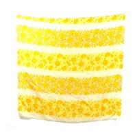 Vintage Dandelion And Sun Yellow Floral Striped Satin Blend Scarf