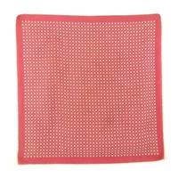 vintage raspberry and cream square patterned silk scarf with rolled ed ...