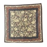 Vintage Black, Cream And Claret Leaf Patterned Silk Scarf With Rolled Edges