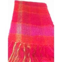 VINTAGE John Hanly Red and Pink Check Mohair Scarf