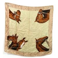 vintage mint egg nog equestrian silk scarf