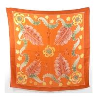 vintage vibrant orange batik designed silk scarf with rolled edges