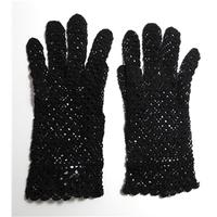 Vintage Jet Black Crochet Gloves