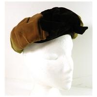 Vintage Olive Green Chocolate And Tortilla Brown Block Velvet Hat