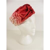 Vintage 1960\'s Unbranded Rose Pin and Red Multi-Tonal Pink Satin Textured Pillbox Hat
