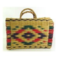 Vintage Unbranded Size M Light Brown, Bright Red, Green And Purple Tribal Style Handbag