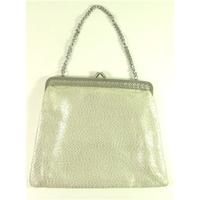 vintage 1960s maclaren size s metallic white and silver handbag with c ...