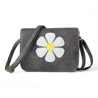 Vintage Sweet Daisy Applique Flap PU Leather Women\'s Crossbody Bag