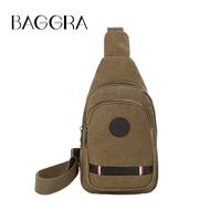 Vintage Men Canvas Chest Bag Adjustable Strap Zipper Durable Outdoor Solid Sling Crossbody Shoulder Bag