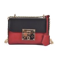 vintage women shoulder bag flap contrast pu leather chain shoulder loc ...