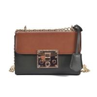 vintage women shoulder bag flap contrast pu leather chain shoulder loc ...