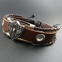Vintage 17Cm Men\'S Brown Leather Bracelet(Brown)(1 Pc) Christmas Gifts