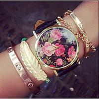 Vintage Rose Flowers Watches For Women Womens Watches Retro Gifts For Her, Birthday Gift Cool Watches Unique Watches Fashion Watch Strap Watch