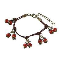 Vintage Style Red Beads Charms Braided Rope Chain Bracelets