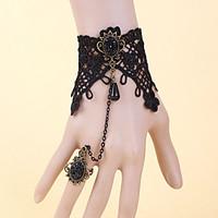 Vintage Gothic Style Lace Rose Adjustable Ring Bracelet for Wedding Party Decoration Christmas Gifts