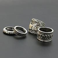 Vintage Elephant Shape Adjustable Ring Set Midi Rings(4pcs)