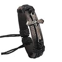 vintage cross 25cm mens multicolor leather leather braceletblack brown ...