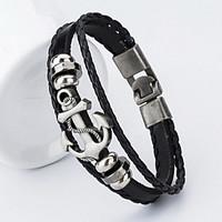 Vilam Anchor Alloy PU leather Bracelet for Man Jewelry Christmas Gifts